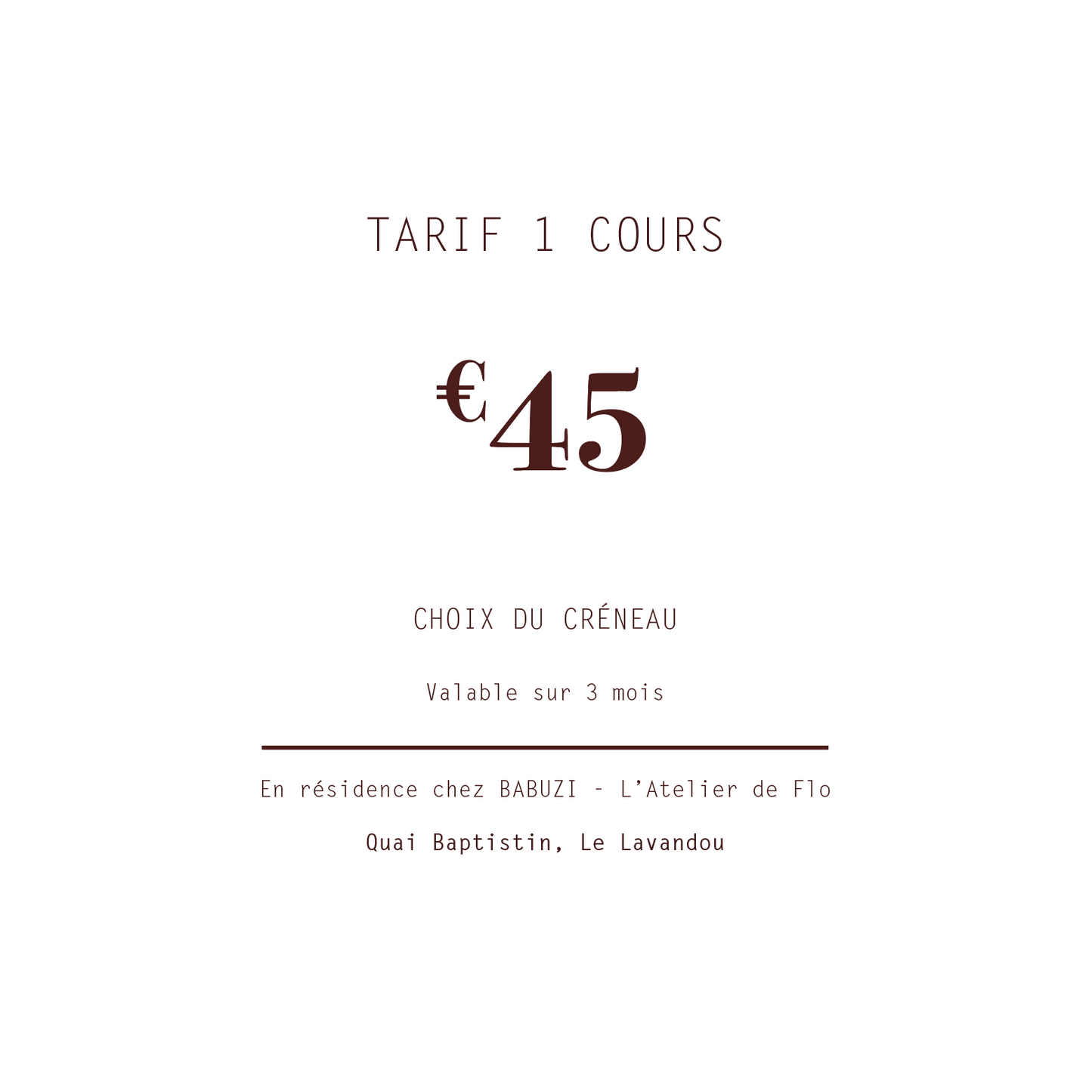 TARIF 1 COURS - ADULTES