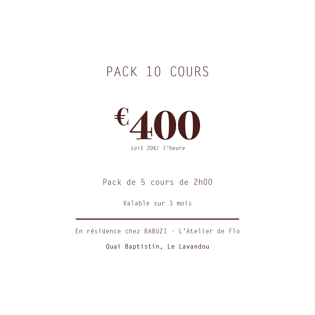 TARIF 10 COURS - ADULTES
