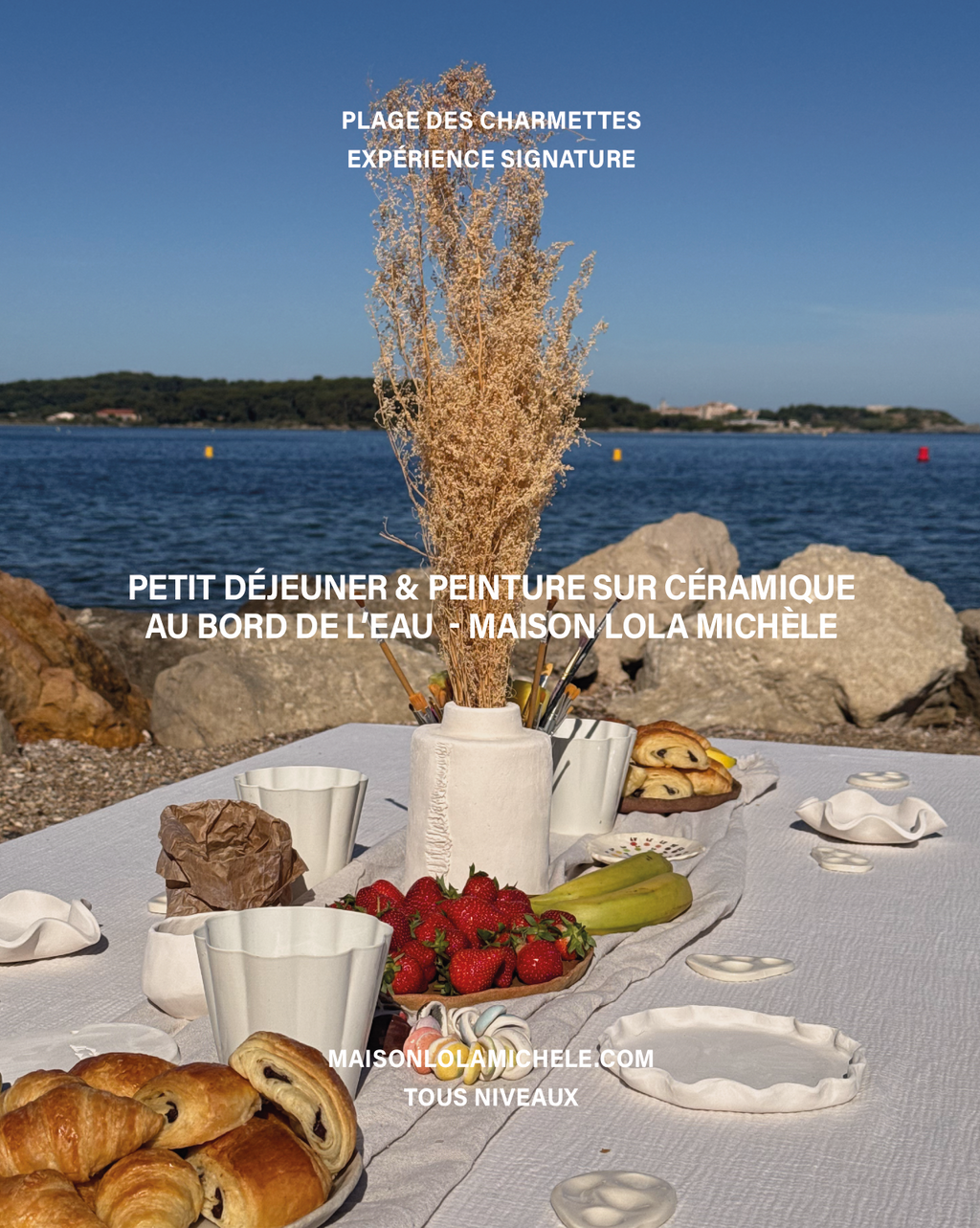 Petit déjeuner & peinture sur céramique au bord de l'eau